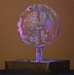 Lighted Saw Blade Sculpture And Engraved Glass Of Flowers